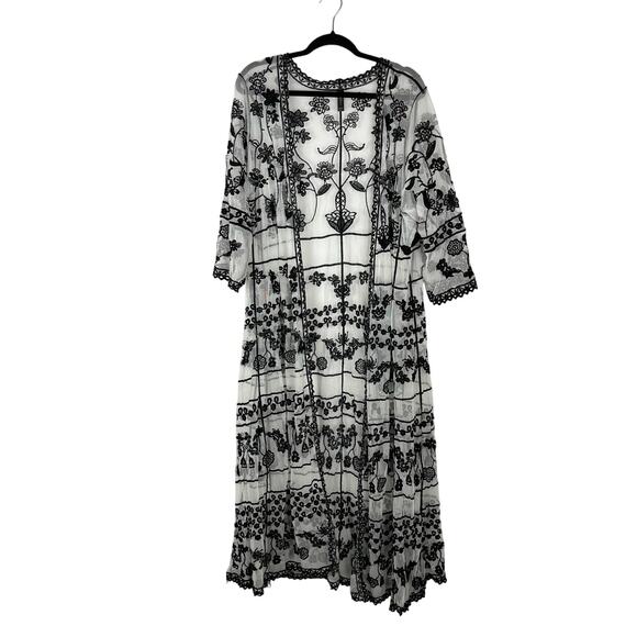 Lane Bryant Embroidered-Mesh Maxi Overpiece Black Embroidered Women's 18/20 - Picture 1 of 10